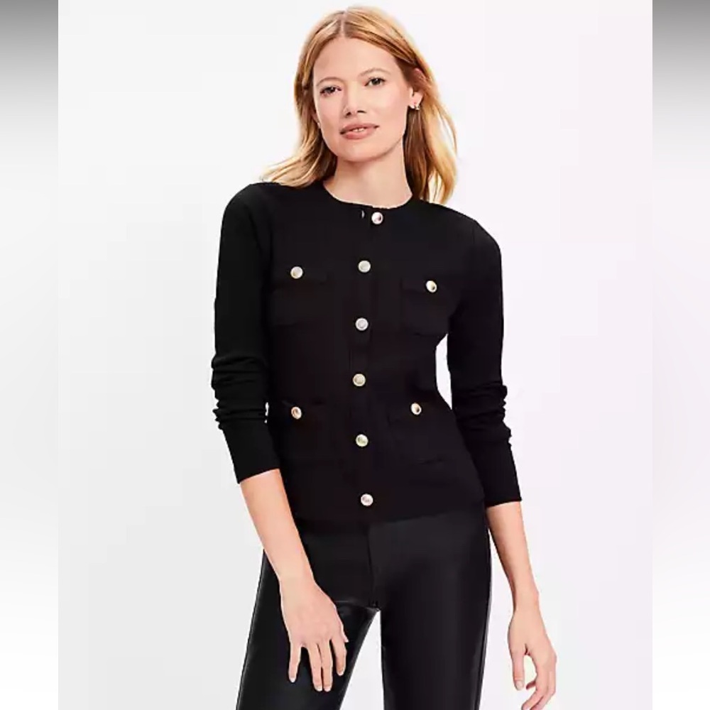 LOFT pocket cardigan top, black New with tags!